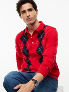Argyle Sweater Polo — Red 3
