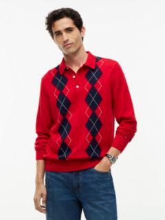 Argyle Sweater Polo — Red 1