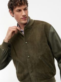 Leather and Suede Varsity Jacket — Platinum Olive 3