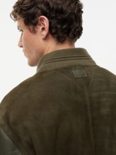 Leather and Suede Varsity Jacket — Platinum Olive 4