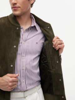 Leather and Suede Varsity Jacket — Platinum Olive 5