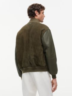 Leather and Suede Varsity Jacket — Platinum Olive 6