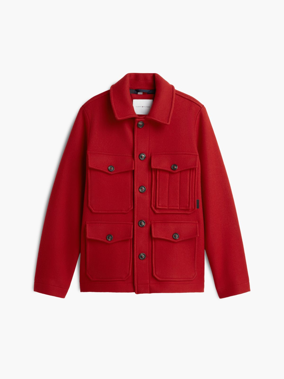 Wool-Blend Field Jacket — Red