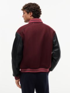 Mixed-Media Varsity Jacket — Burgundy Velvet 7