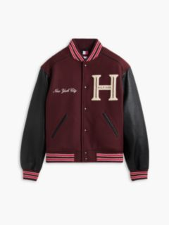Mixed-Media Varsity Jacket — Burgundy Velvet 8