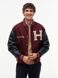 Mixed-Media Varsity Jacket — Burgundy Velvet 2