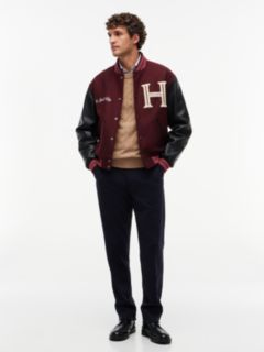 Mixed-Media Varsity Jacket — Burgundy Velvet 3