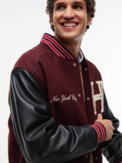 Mixed-Media Varsity Jacket — Burgundy Velvet 4
