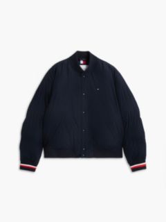 Water-Repellent Padded Bomber Jacket — Navy Blue 6