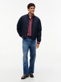 Water-Repellent Padded Bomber Jacket — Navy Blue 2
