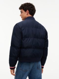 Water-Repellent Padded Bomber Jacket — Navy Blue 5