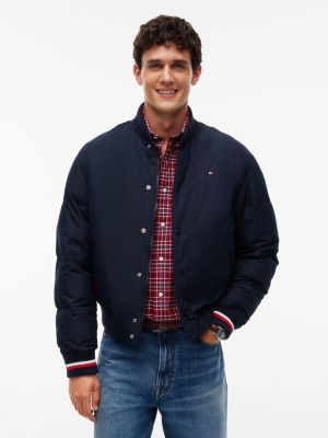 Water-Repellent Padded Bomber Jacket, Navy Blue