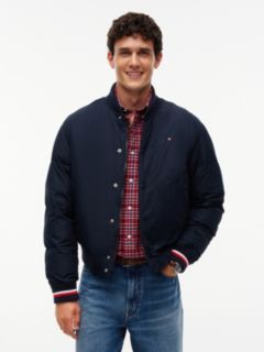 Water-Repellent Padded Bomber Jacket — Navy Blue 1