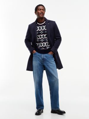 Мужской свитер Tommy Hilfiger Fair Isle Wool-Blend Crewneck, цвет: Тёмно-синий / Слоновая кость — фото 2