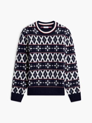 Мужской свитер Tommy Hilfiger Fair Isle Wool-Blend Crewneck, цвет: Тёмно-синий / Слоновая кость — фото 5
