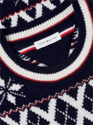 Мужской свитер Tommy Hilfiger Fair Isle Wool-Blend Crewneck, цвет: Тёмно-синий / Слоновая кость — фото 6