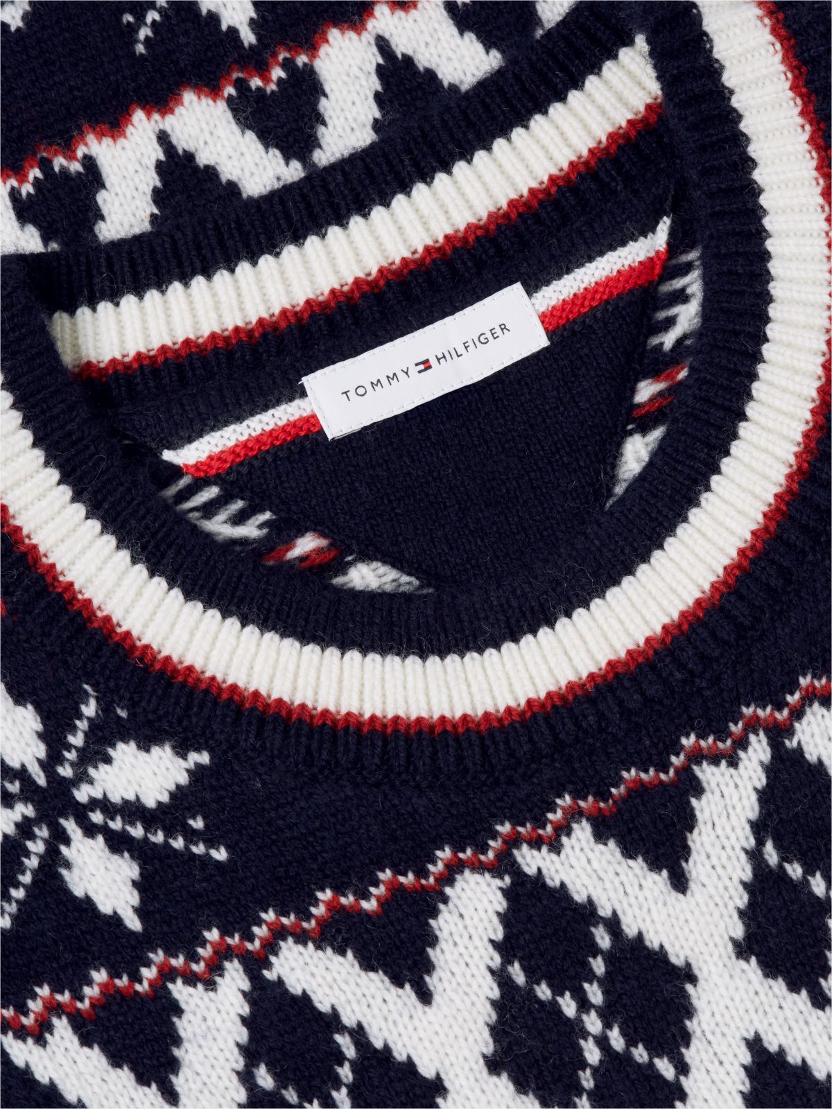 Fair Isle Wool-Blend Crewneck Sweater — Navy Blue/Ivory