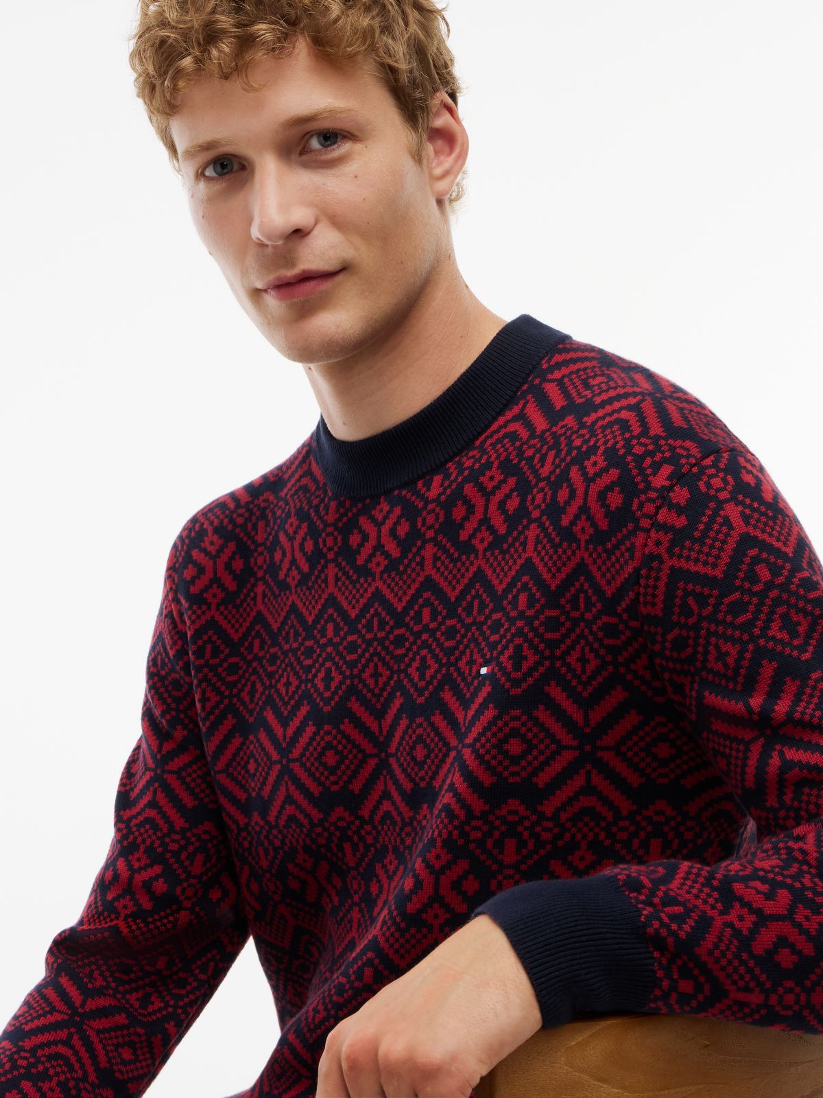 Fair Isle Crewneck Sweater — Regatta Red