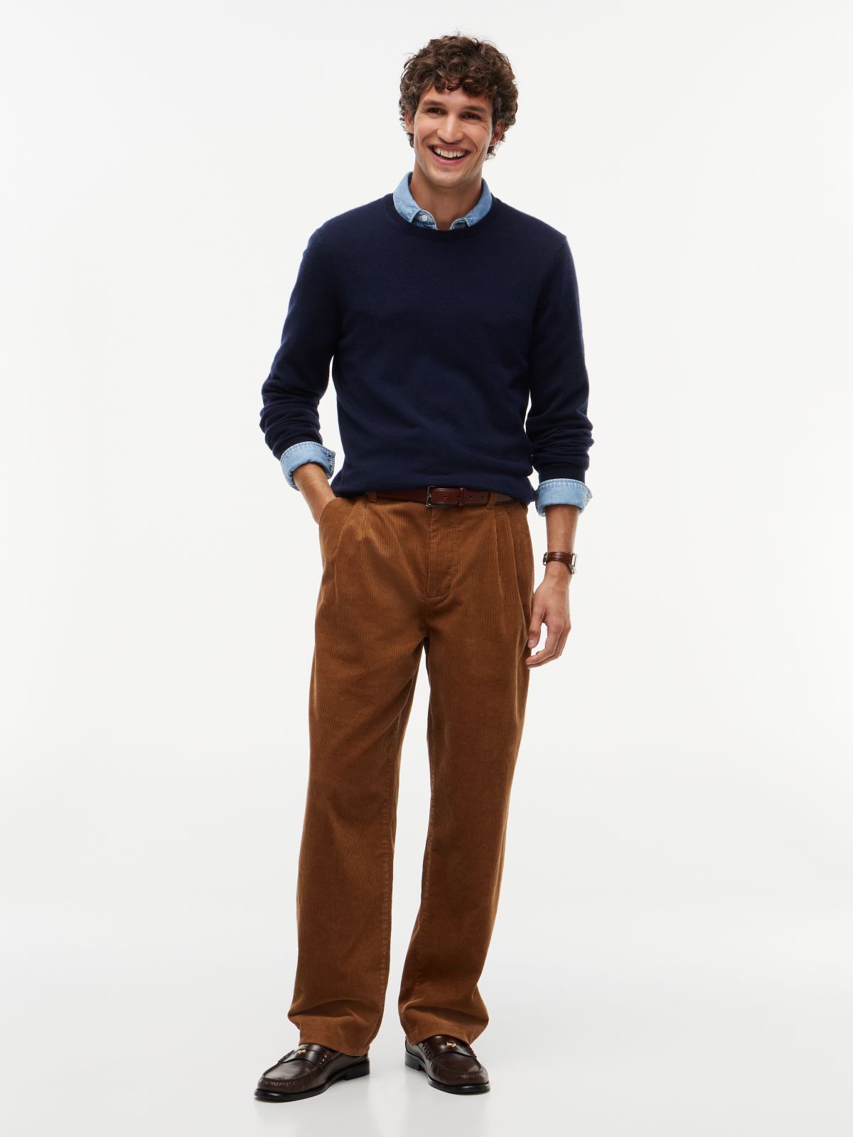 Relaxed Pleated Corduroy Pant — Timeless Tawny