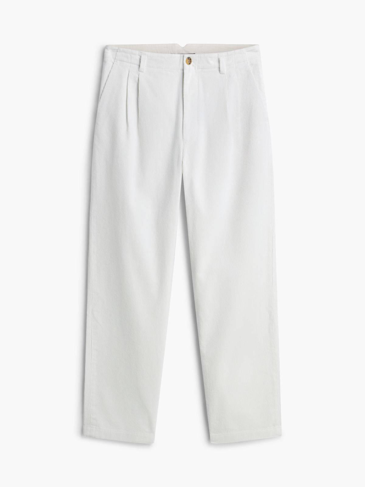 Relaxed Pleated Corduroy Pant — Ivory Silk