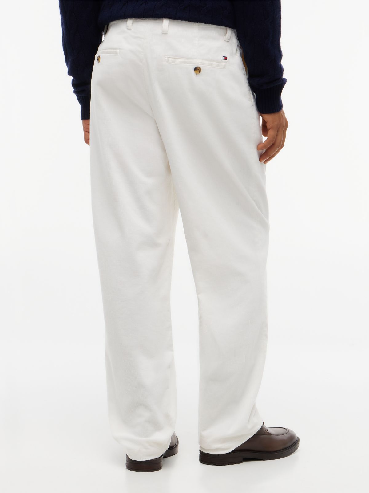 Relaxed Pleated Corduroy Pant — Ivory Silk