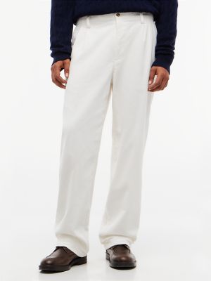 Relaxed Pleated Corduroy Pant, Ivory Silk
