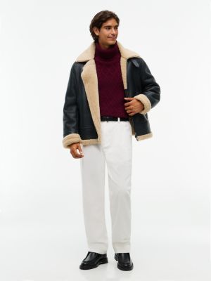 Мужская куртка Tommy Hilfiger New York Label Shearling Leather Aviator, цвет: Чёрный — фото 2