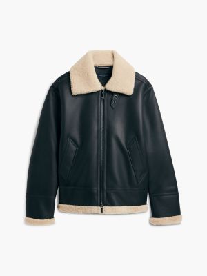 Мужская куртка Tommy Hilfiger New York Label Shearling Leather Aviator, цвет: Чёрный — фото 6