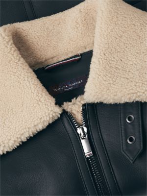 Мужская куртка Tommy Hilfiger New York Label Shearling Leather Aviator, цвет: Чёрный — фото 7