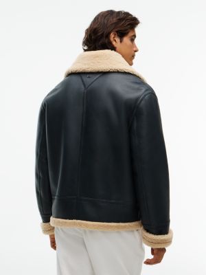 Мужская куртка Tommy Hilfiger New York Label Shearling Leather Aviator, цвет: Чёрный — фото 5