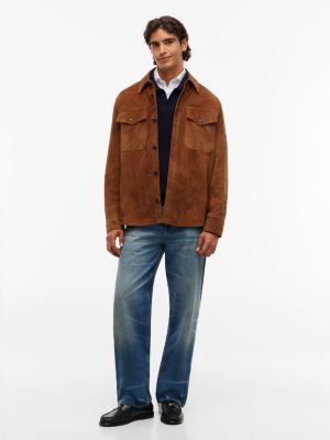 Мужская рубашка Tommy Hilfiger New York Label Relaxed Suede Overshirt, цвет: Timeless Tawny — фото 2