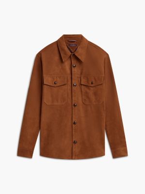 Мужская рубашка Tommy Hilfiger New York Label Relaxed Suede Overshirt, цвет: Timeless Tawny — фото 6