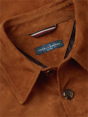 Мужская рубашка Tommy Hilfiger New York Label Relaxed Suede Overshirt, цвет: Timeless Tawny — фото 7