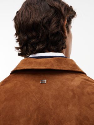 Мужская рубашка Tommy Hilfiger New York Label Relaxed Suede Overshirt, цвет: Timeless Tawny — фото 4