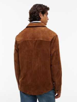 Мужская рубашка Tommy Hilfiger New York Label Relaxed Suede Overshirt, цвет: Timeless Tawny — фото 5