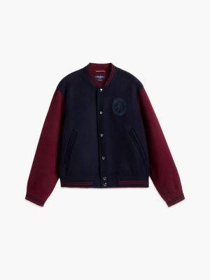 Мужская куртка Tommy Hilfiger New York Label Wool-Cashmere Blend Varsity, цвет: Тёмно-синий — фото 7