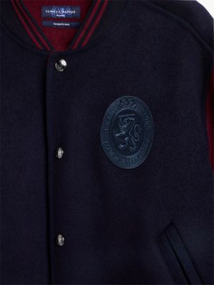 Мужская куртка Tommy Hilfiger New York Label Wool-Cashmere Blend Varsity, цвет: Тёмно-синий — фото 8
