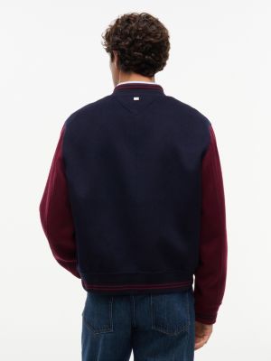 Мужская куртка Tommy Hilfiger New York Label Wool-Cashmere Blend Varsity, цвет: Тёмно-синий — фото 6