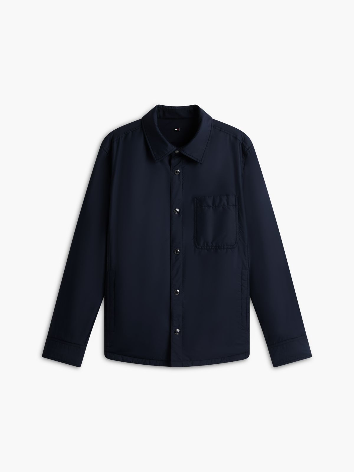 New York Label Mixed-Media Reversible Overshirt — Navy Blue