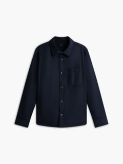 New York Label Mixed-Media Reversible Overshirt — Navy Blue 7