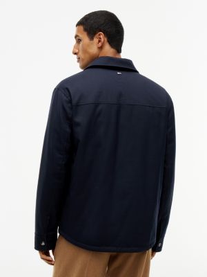 Мужская рубашка Tommy Hilfiger New York Label Mixed-Media Reversible Overshirt, цвет: Тёмно-синий — фото 4