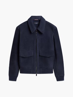 Мужская куртка Tommy Hilfiger New York Label Nubuck Leather, цвет: Тёмно-синий — фото 6
