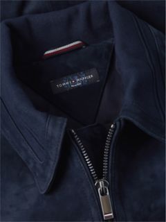 New York Label Nubuck Leather Jacket — Navy Blue 7