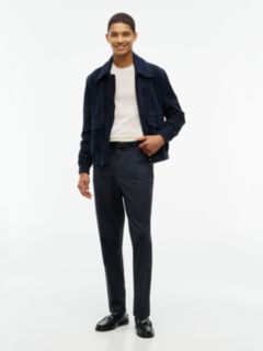 New York Label Nubuck Leather Jacket — Navy Blue 2