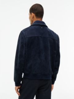New York Label Nubuck Leather Jacket — Navy Blue 5