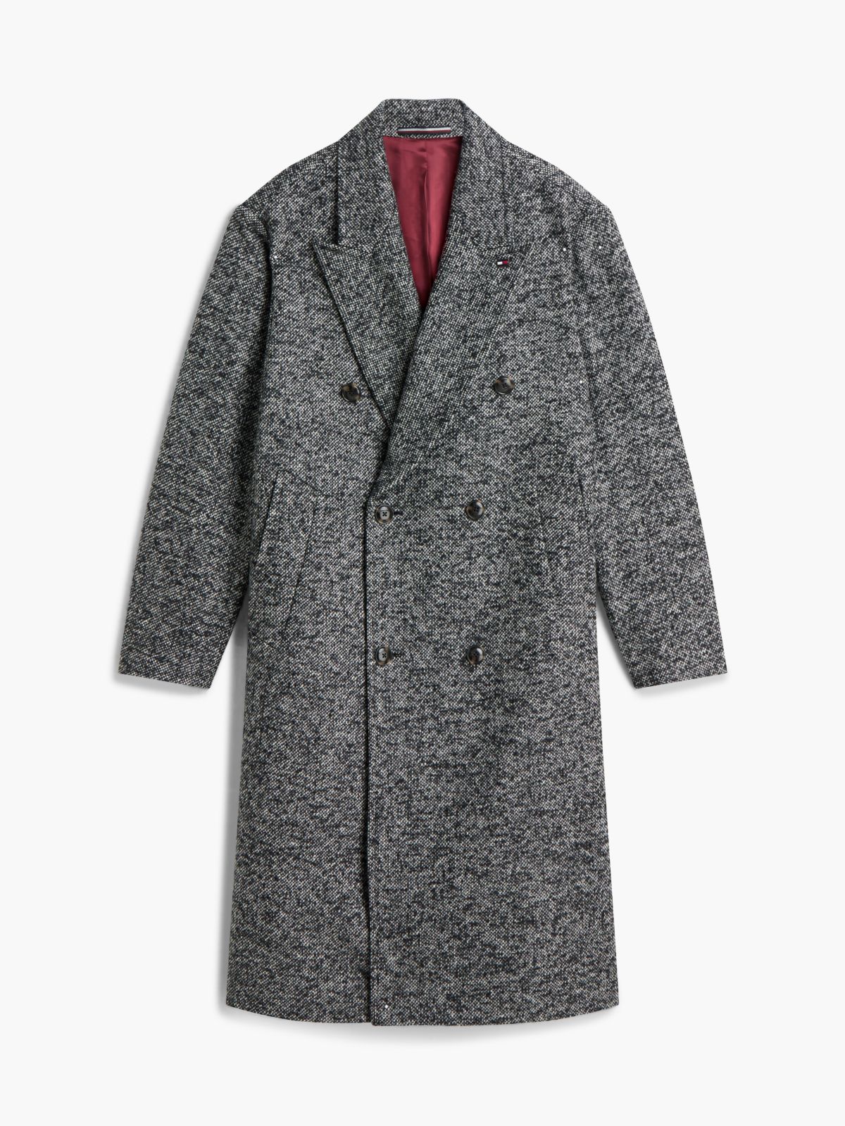 New York Label Donegal Wool-Blend Coat — Black White