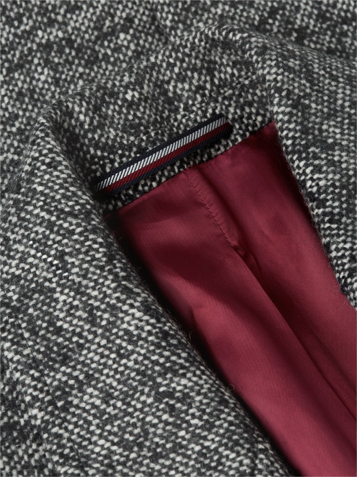New York Label Donegal Wool-Blend Coat — Black White