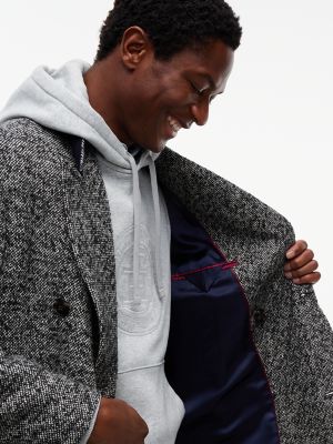 Мужское пальто Tommy Hilfiger New York Label Donegal Wool-Blend, цвет: Чёрный белый — фото 5