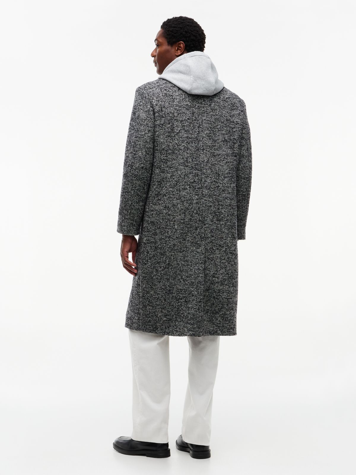 New York Label Donegal Wool-Blend Coat — Black White