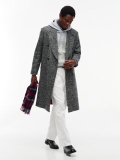 New York Label Donegal Wool-Blend Coat — Black White 1